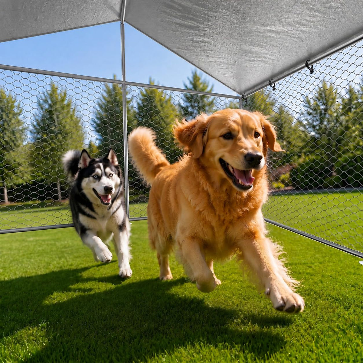 10x10 FT Outdoor Dog Kennel with Roof W794