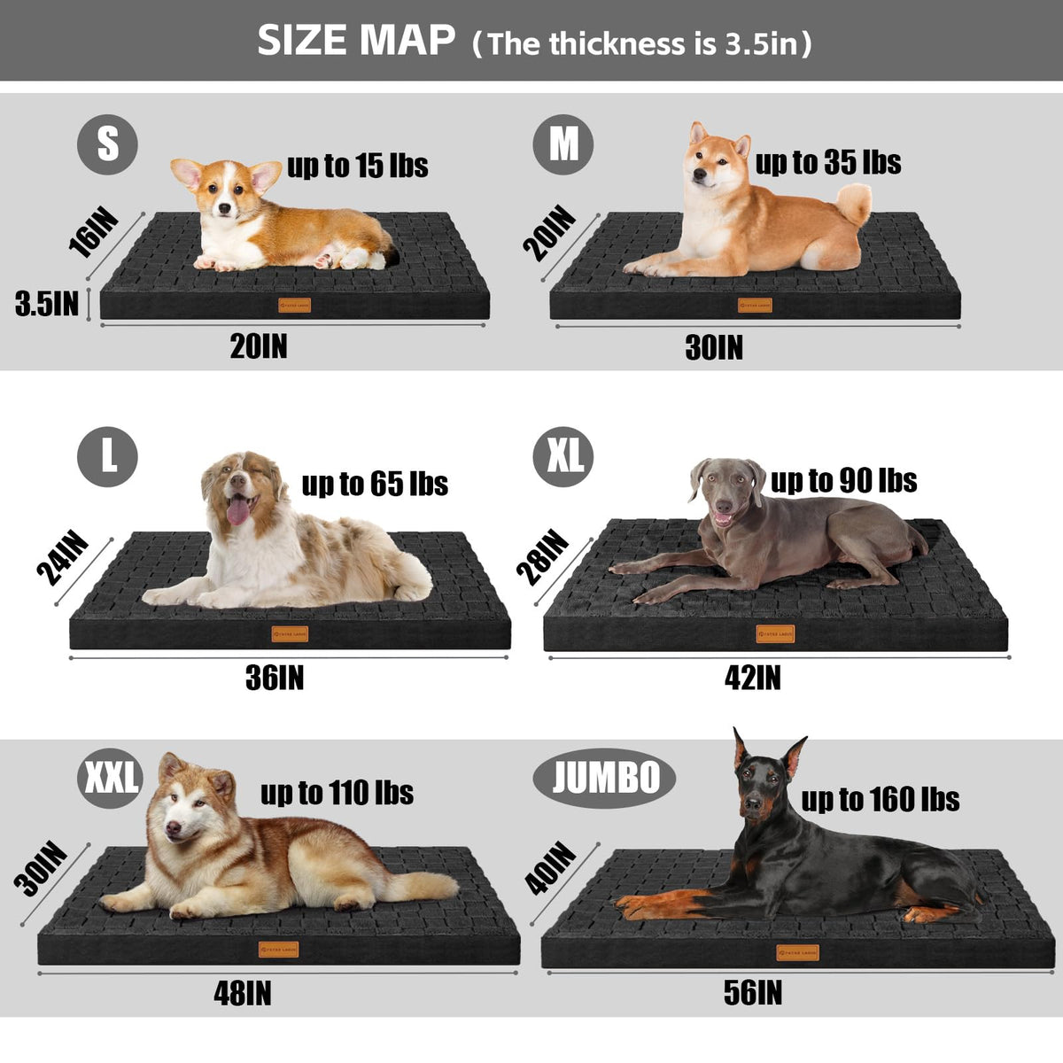 Large Washable Dog Bed 36''X24'' Black O484049
