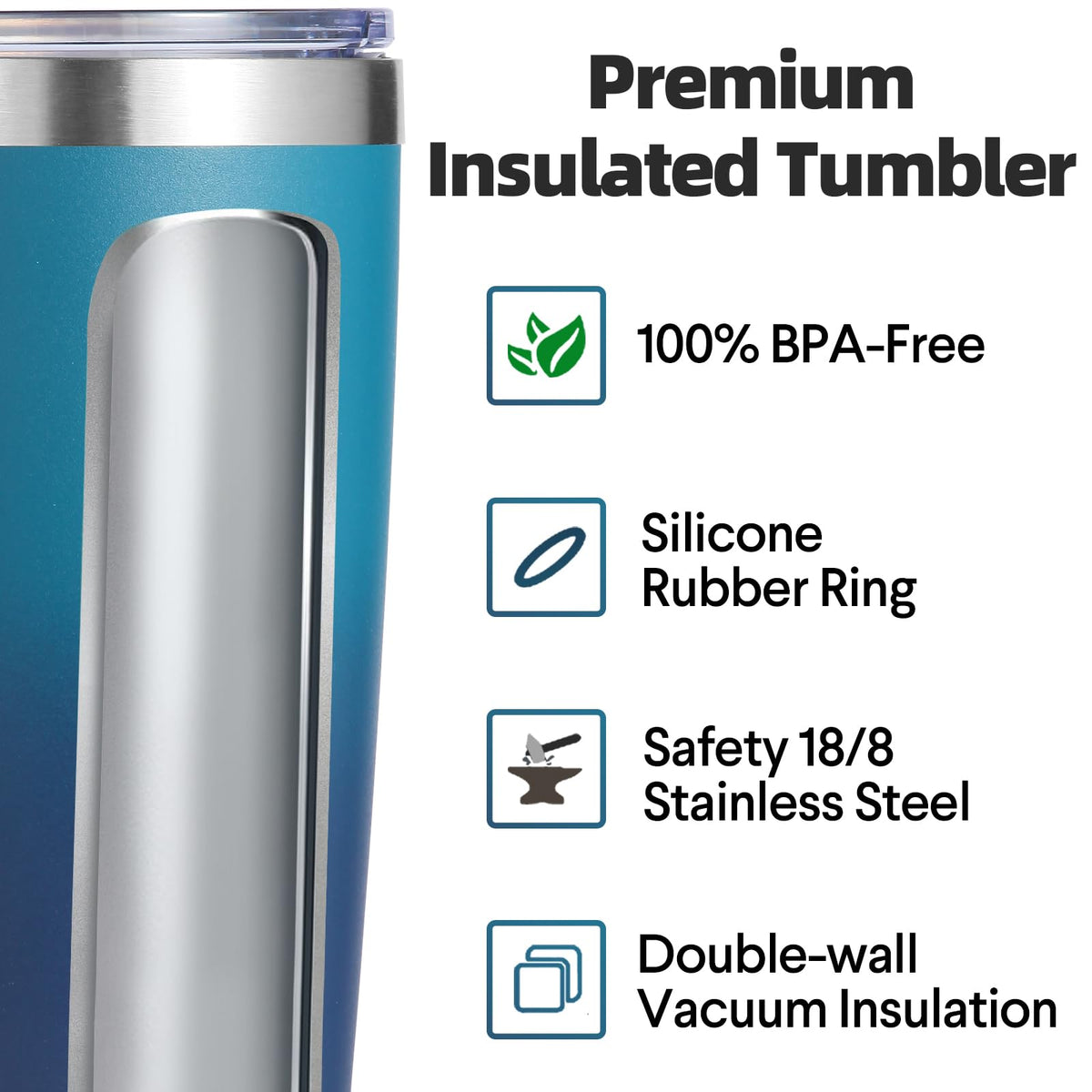 20oz Stainless Steel Insulated Tumbler with Lid and Straw 4 Pack R19537