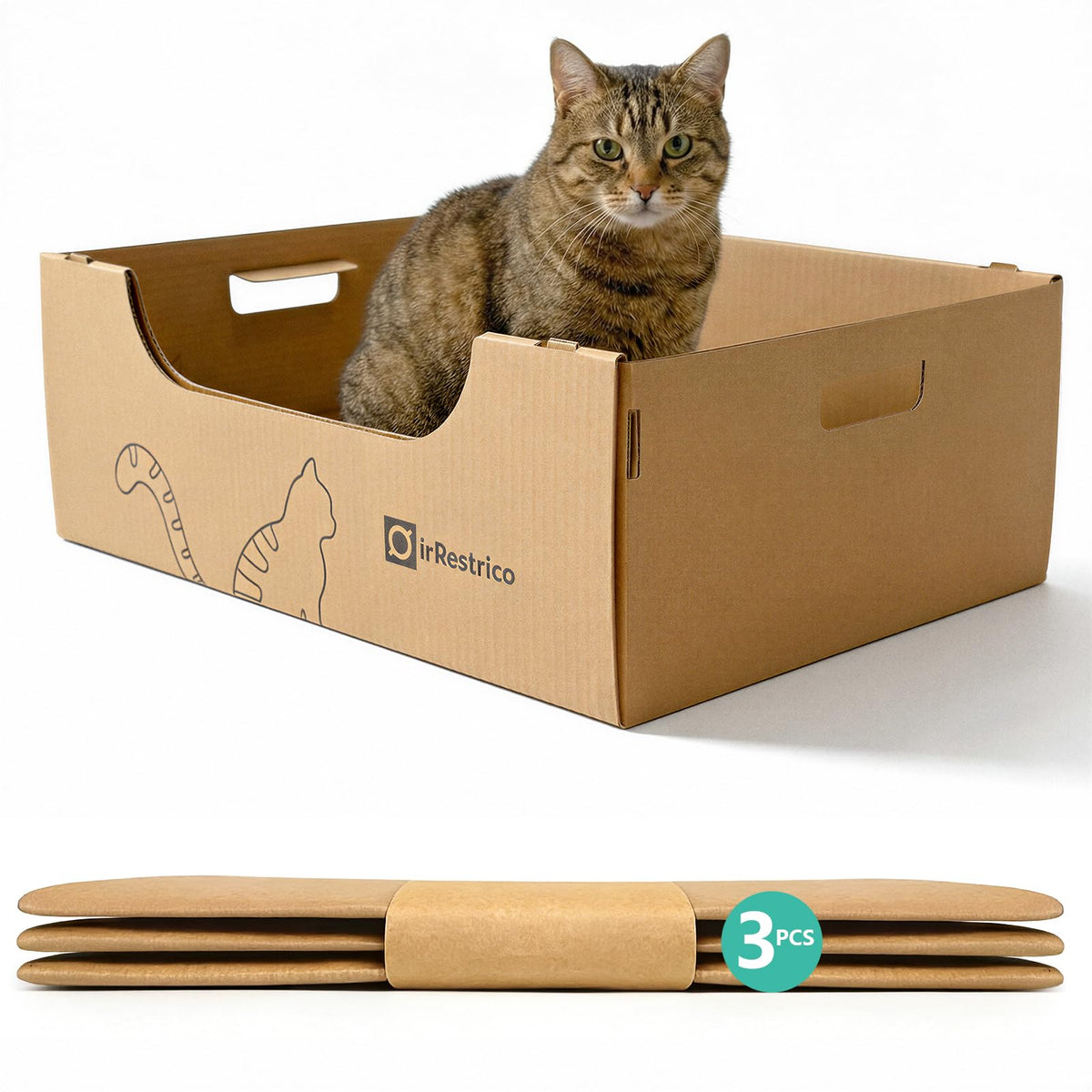 3-Pack Jumbo Disposable Cardboard Cat Litter Box S341