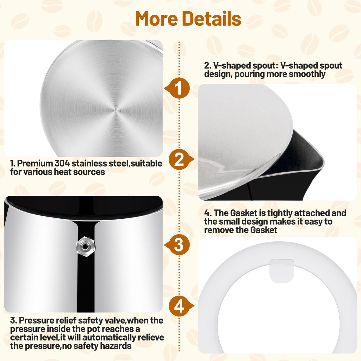 12 Cup Thickened 304 Stainless Steel Moka Pot R9624