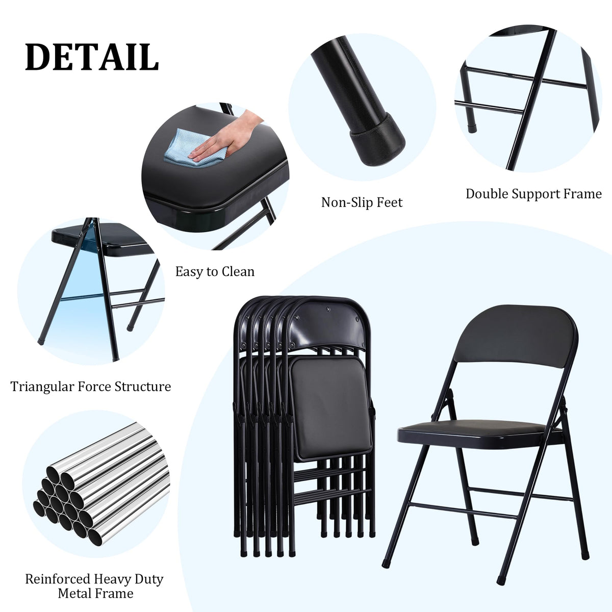 10 Pack Folding Chairs with Cushion E6689