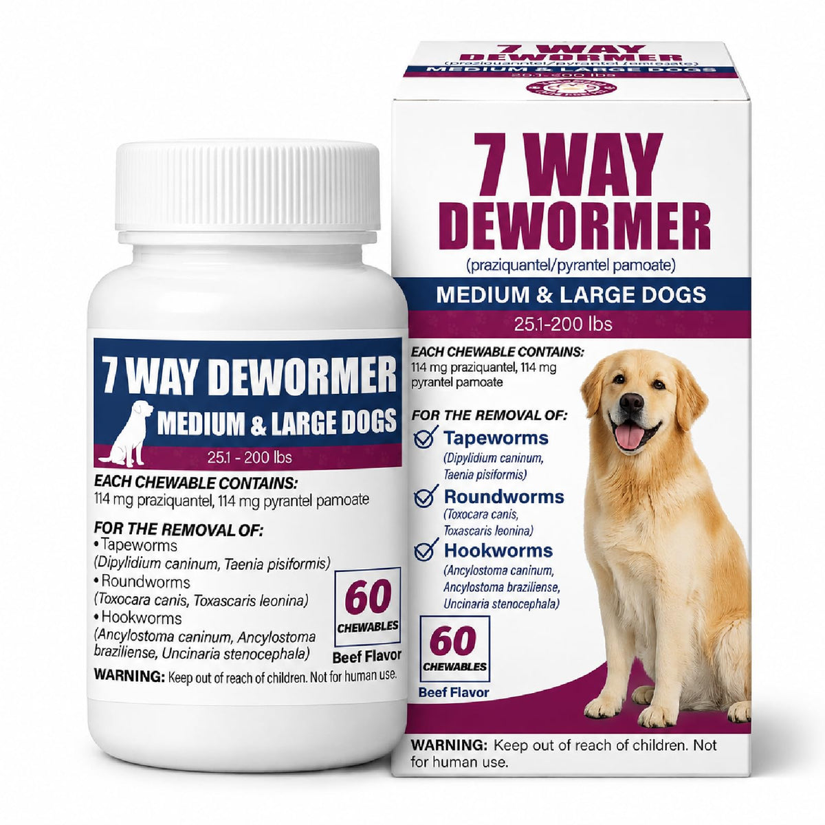 7-Way Dewormer for Dogs, 60 Beef Flavored Chewables P231