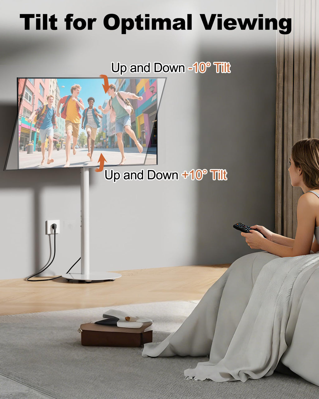 White Rolling TV Stand for 32-55 Inch TVs H8496