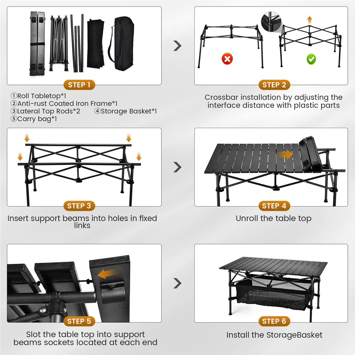 Lightweight Aluminum Folding Camping Table with Carrying Bag O901