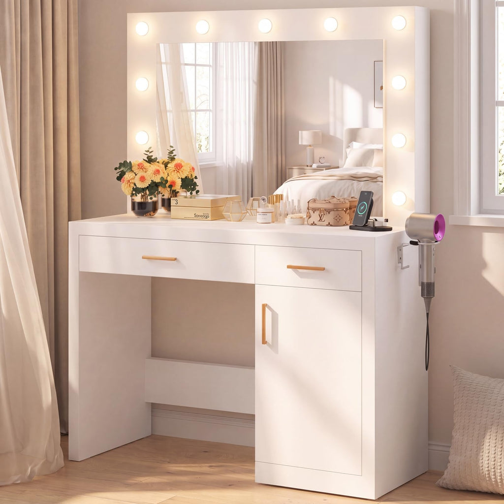 Vanity Desk with Mirror and Lights Q714