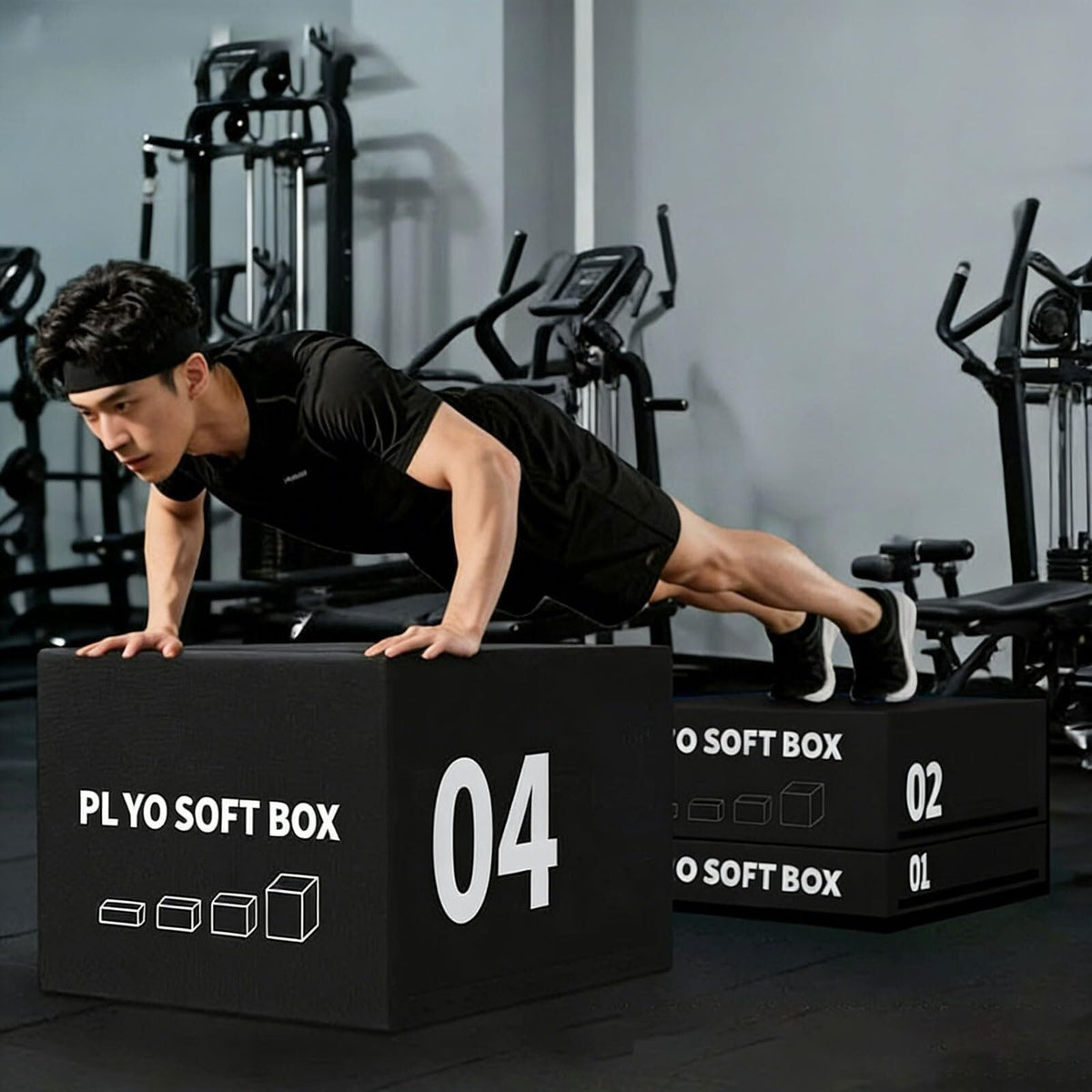4-in-1 Foam Jumping Exercise Box Non-slip PU Leather Cover E561390