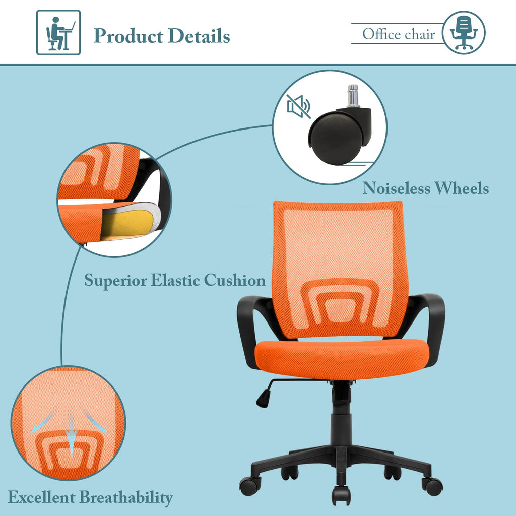 Orange Mesh Ergonomic Office Chair Q48482