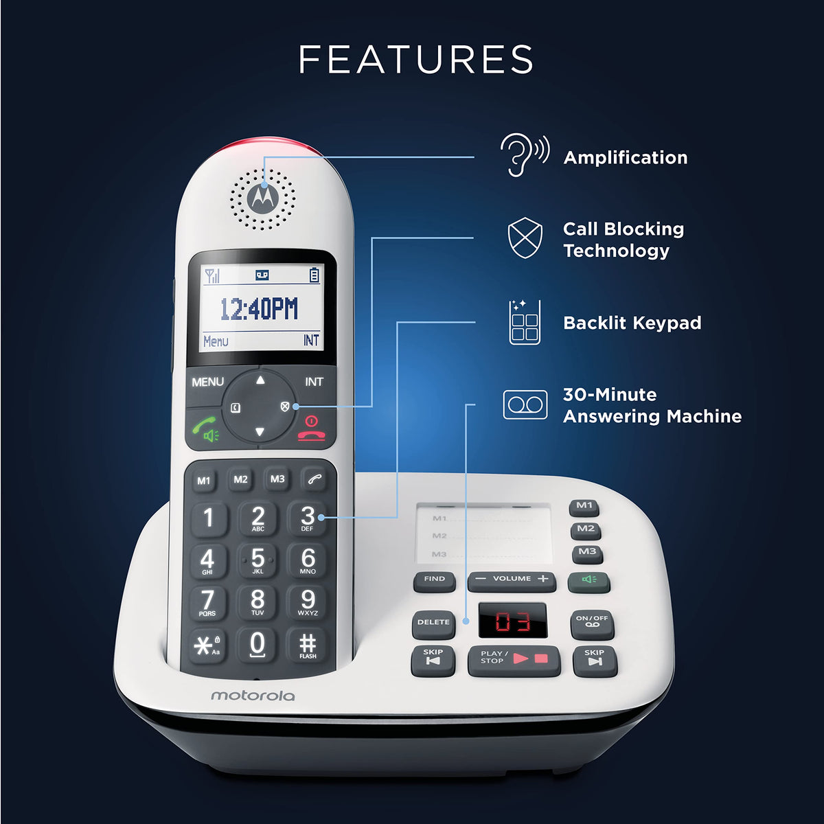 Digital Cordless Telephone with Answering Machine 4 Handsets DECT 6.0 O3775