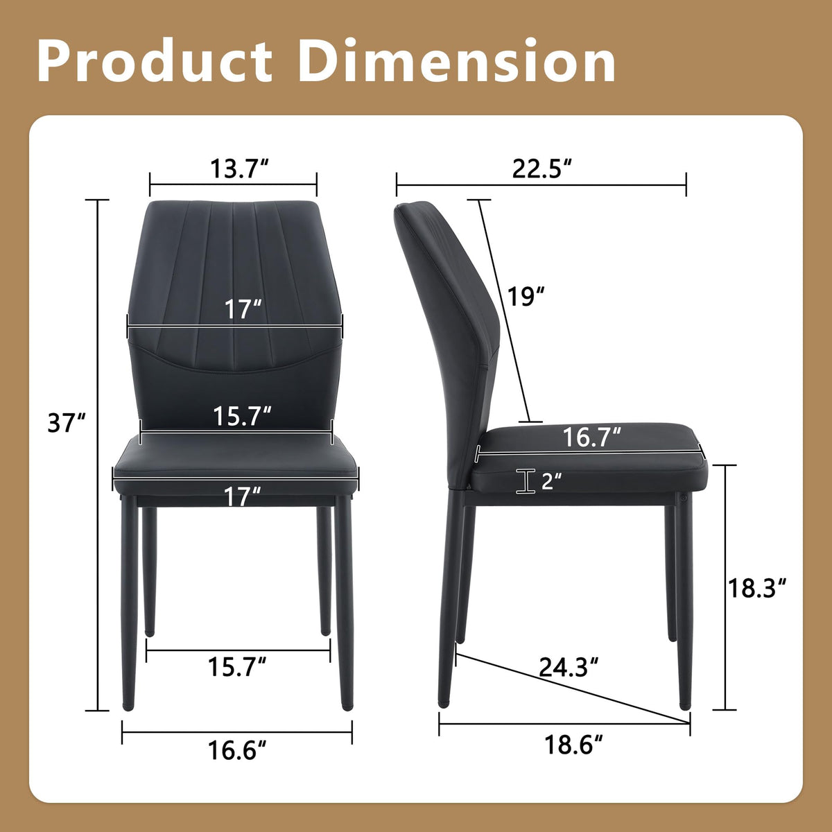 Black PU Leather Dining Chairs Set of 4 Z931444