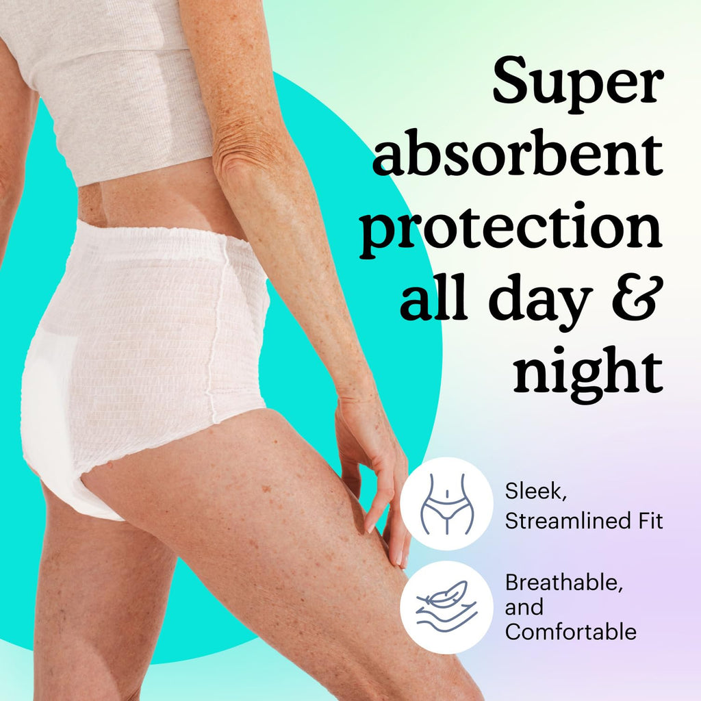 Adult Incontinence Underwear for Sensitive Skin, White Large, 56 Count J72835
