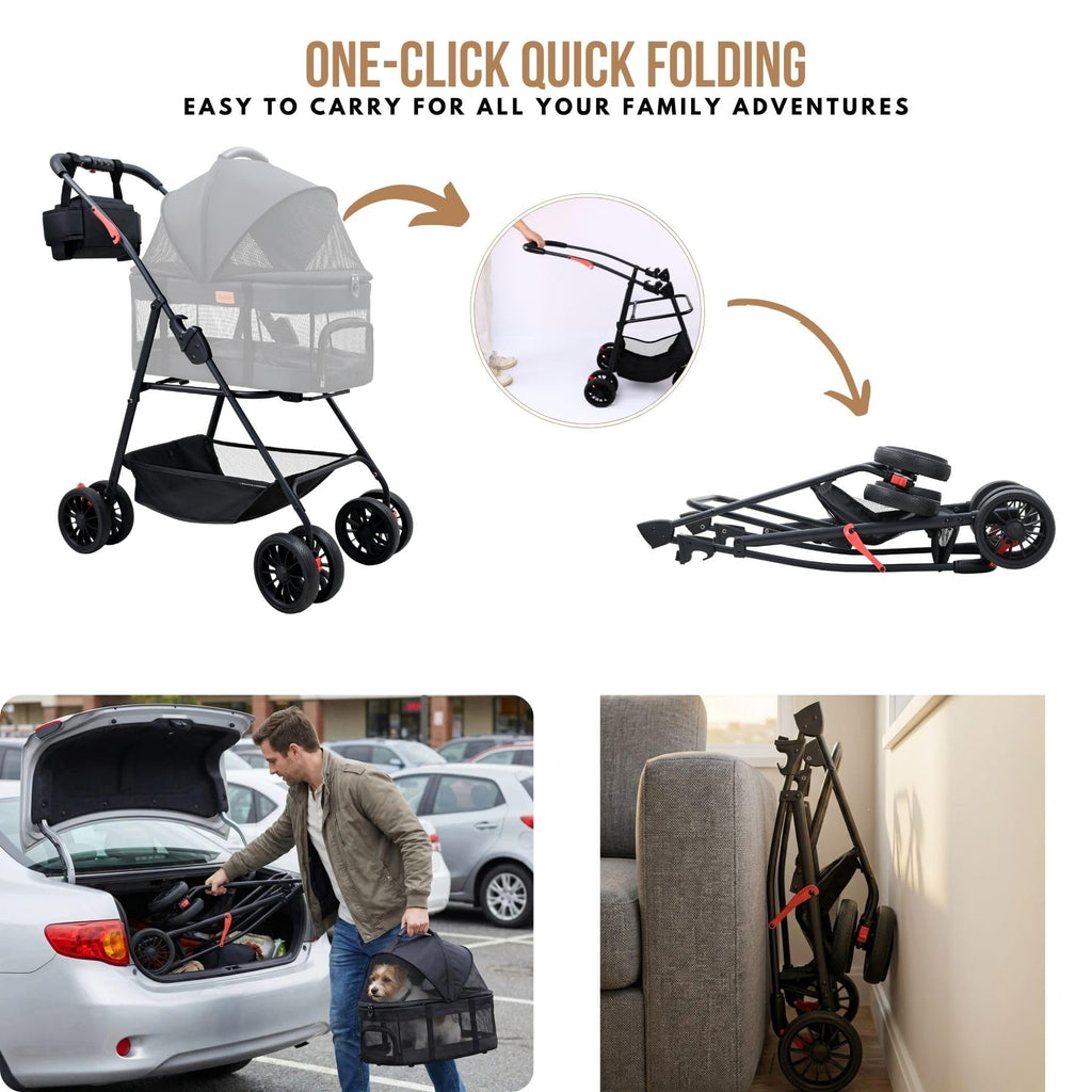 3 in 1 Pet Stroller with Detachable Carrier M7891