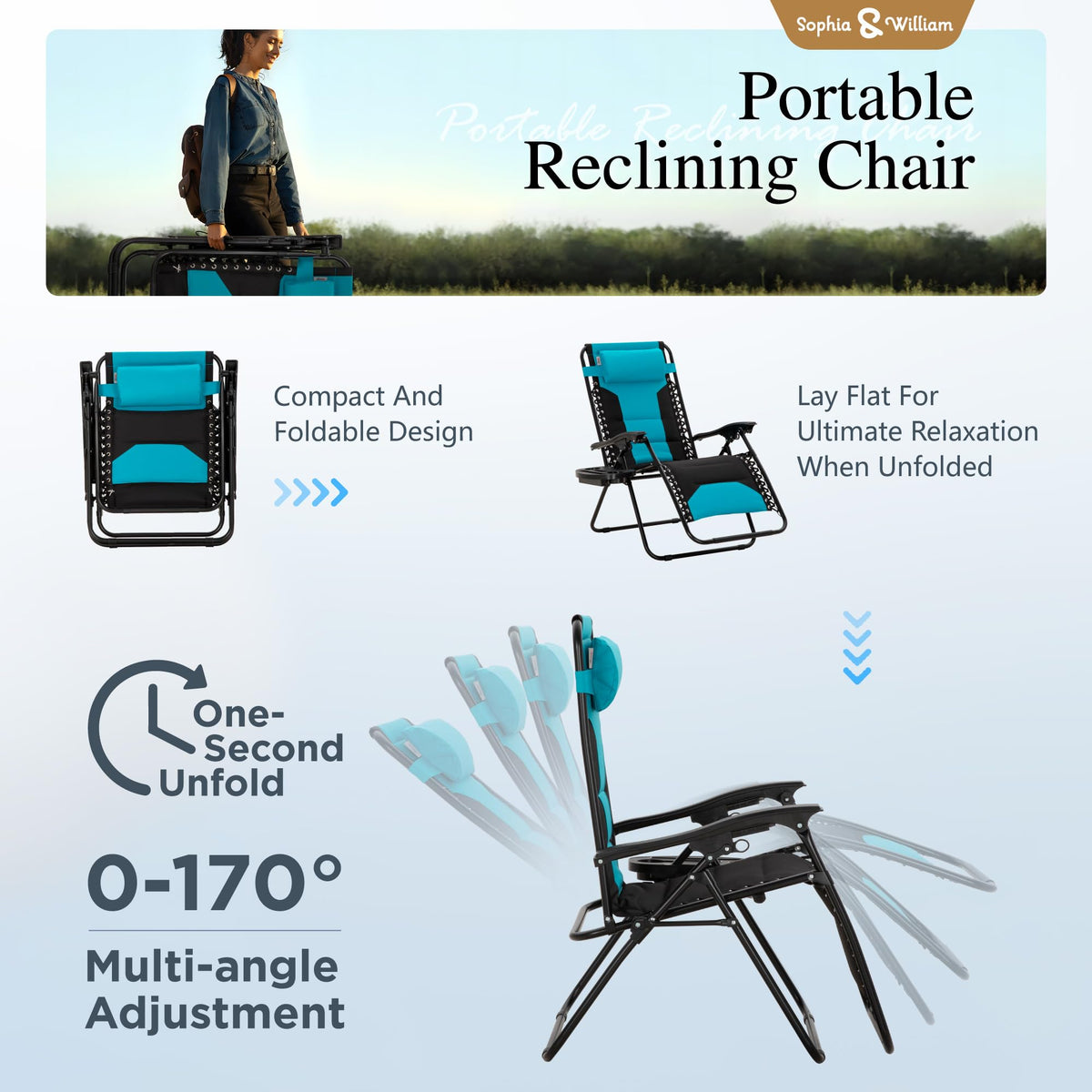 Aqua Padded Zero Gravity Chair Set of 2 V22395