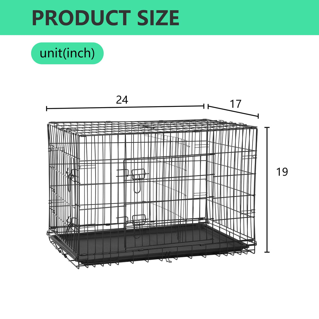 24 inch Folding Metal Wire Dog Crate with Double Door L1120