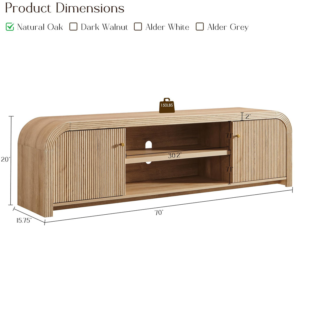 70" Fluted TV Stand with Storage A5684