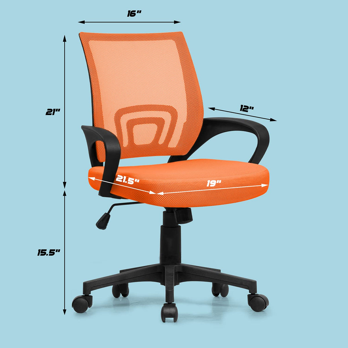 Orange Mesh Ergonomic Office Chair Q48482