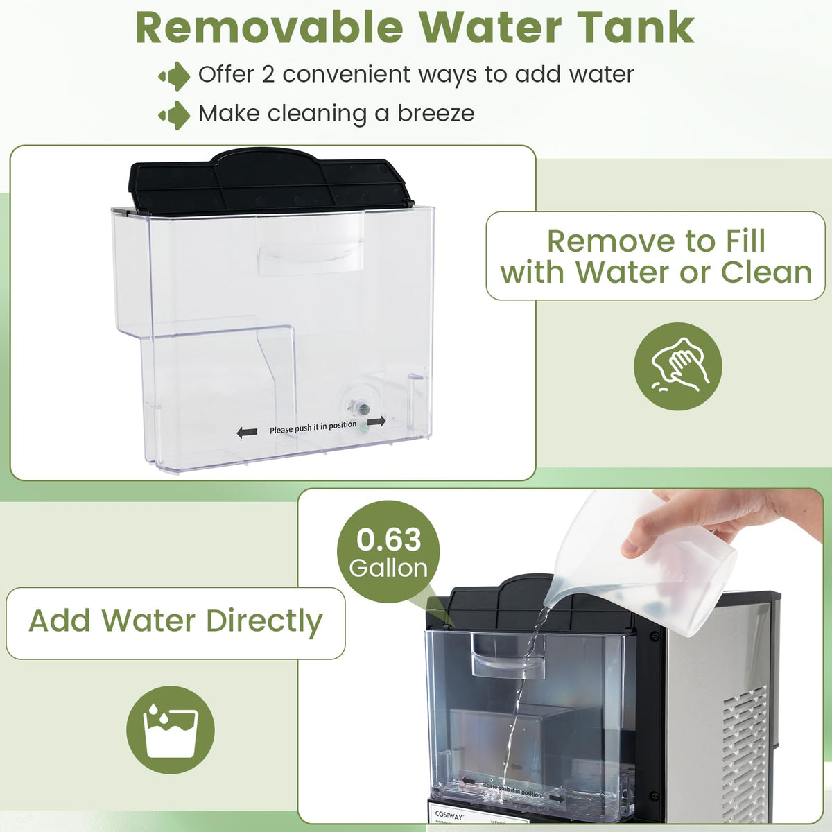 Self Dispensing Nugget Ice Maker Countertop 56Lbs/24H H10115