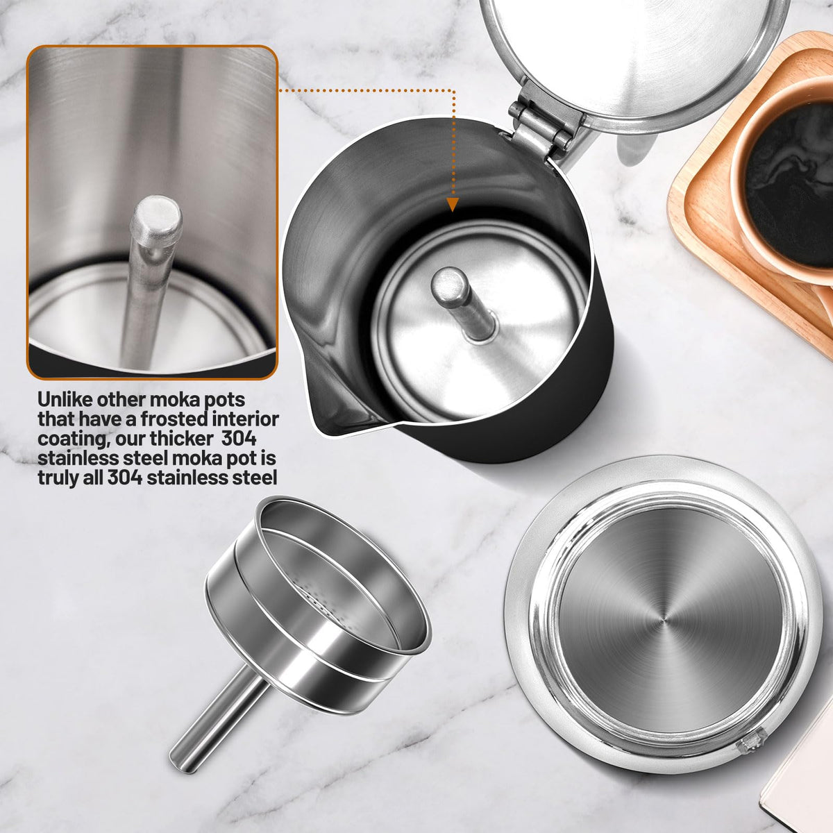 12 Cup Thickened 304 Stainless Steel Moka Pot R9624