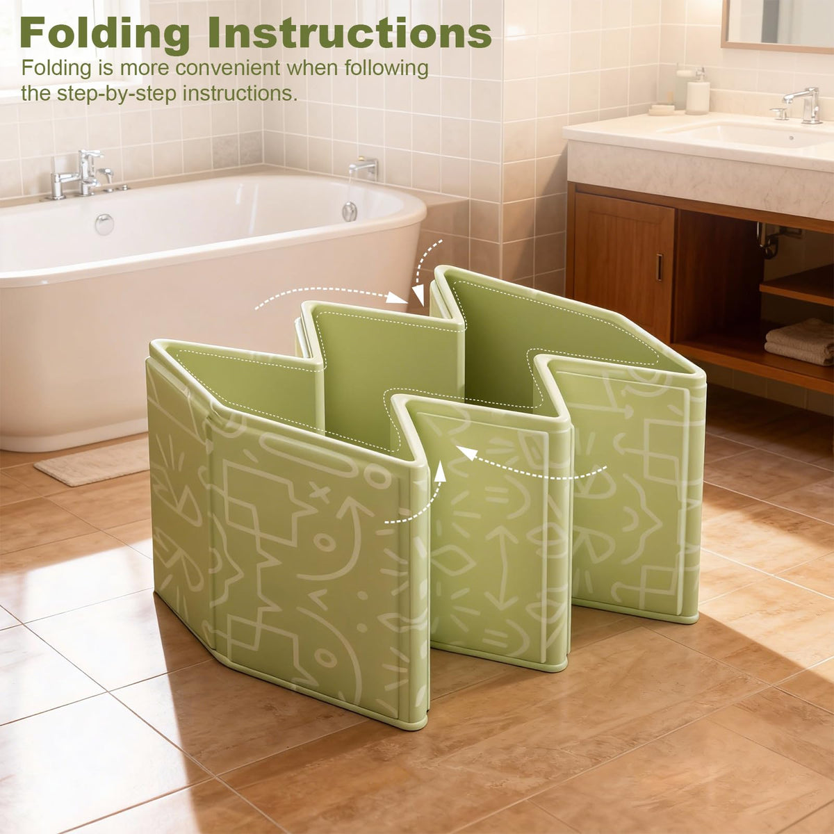 Foldable Dog Bathtub with Side Drain Plug K4304