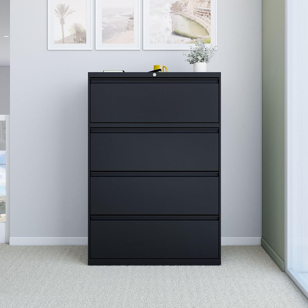 4 Drawer Black Lateral File Cabinet M322