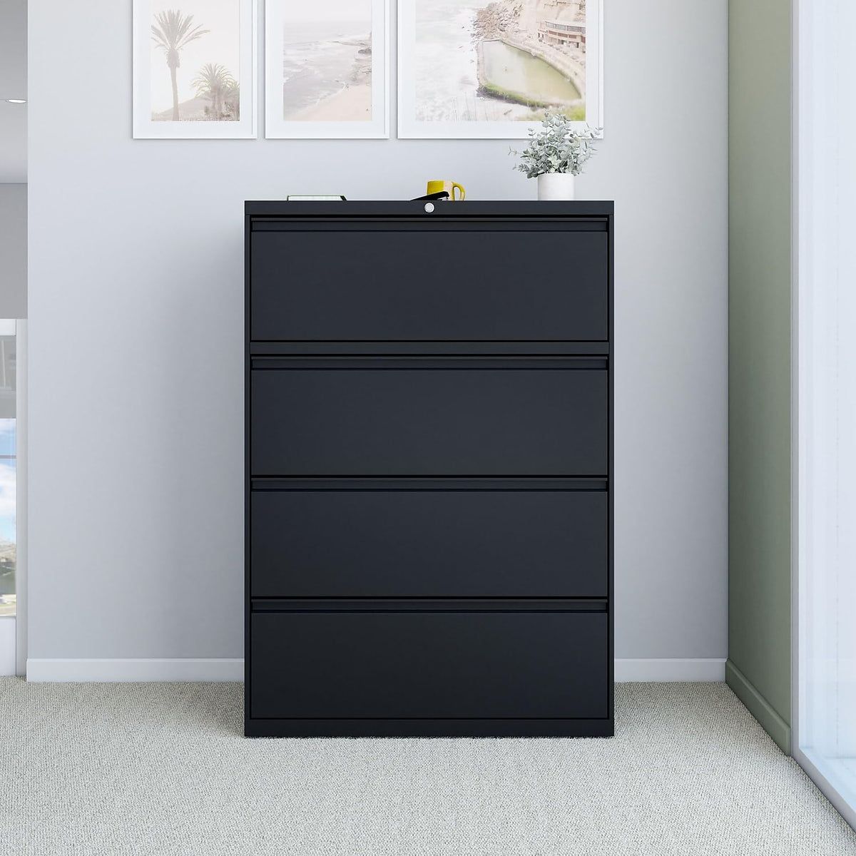 4 Drawer Black Lateral File Cabinet M322
