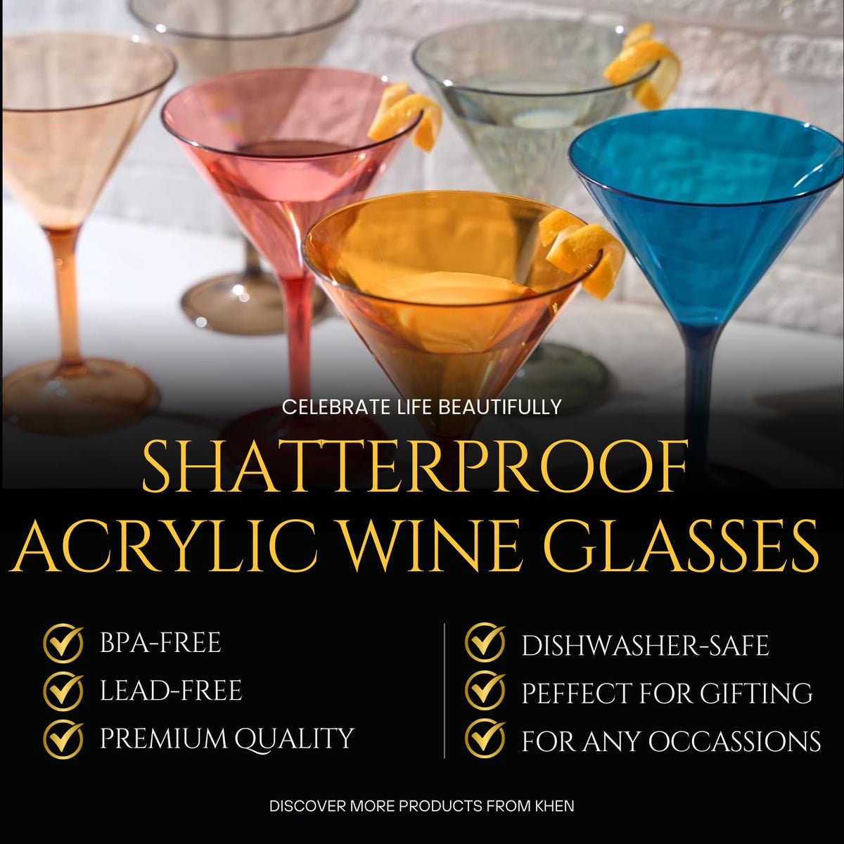 Set of 6 Shatterproof Acrylic Tritan Glasses O339311