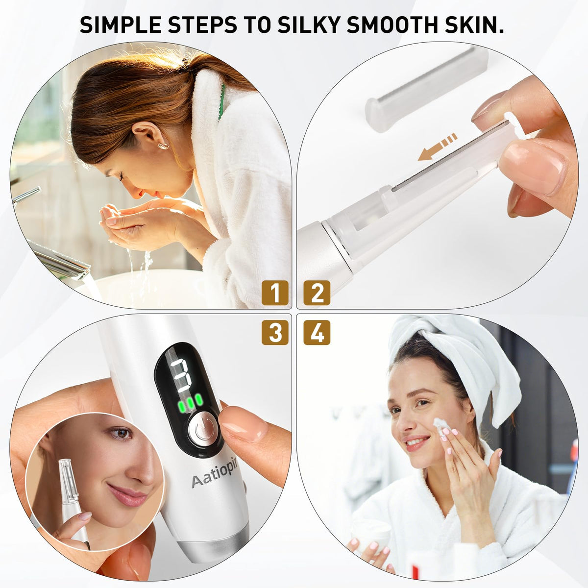 3 Speeds LED Electric Dermaplaning Tool with 12 Replaceable Blades W497