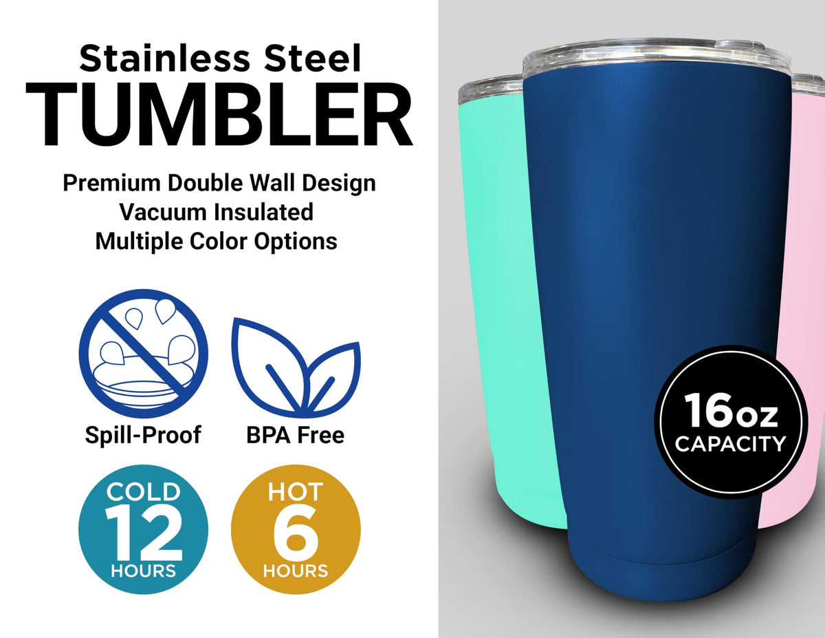 16 oz Insulated Stainless Steel Tumblers 2 Pack Black A78824