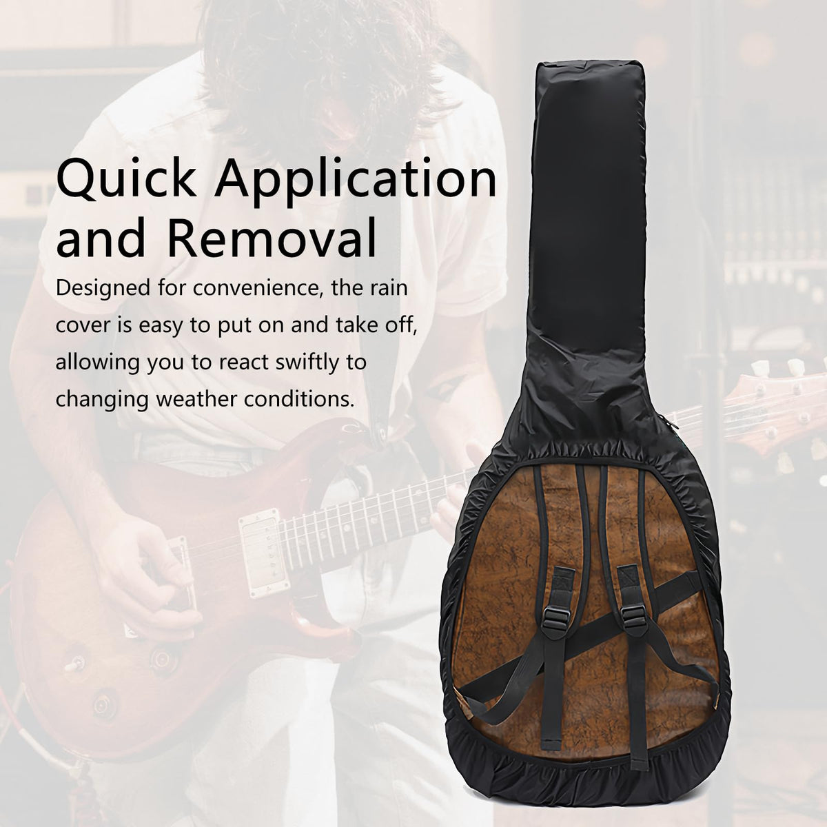 Black Waterproof Electric Guitar Bag Rain Cover D9170