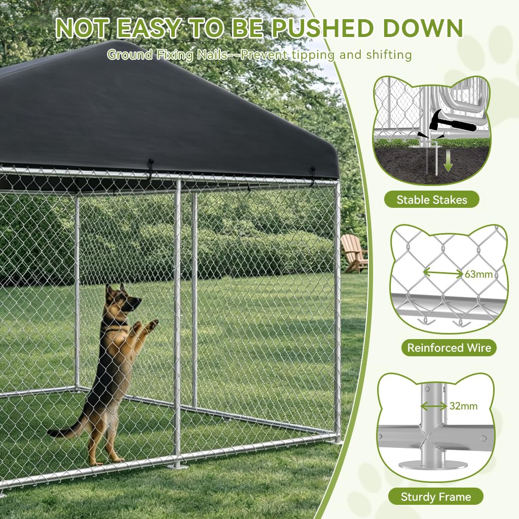 10x10FT Heavy Duty Outdoor Dog Kennel with Roof U2215