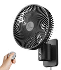 8 Inch Wall Mounted Fan with Remote Control, 4 Speeds, Black Y825