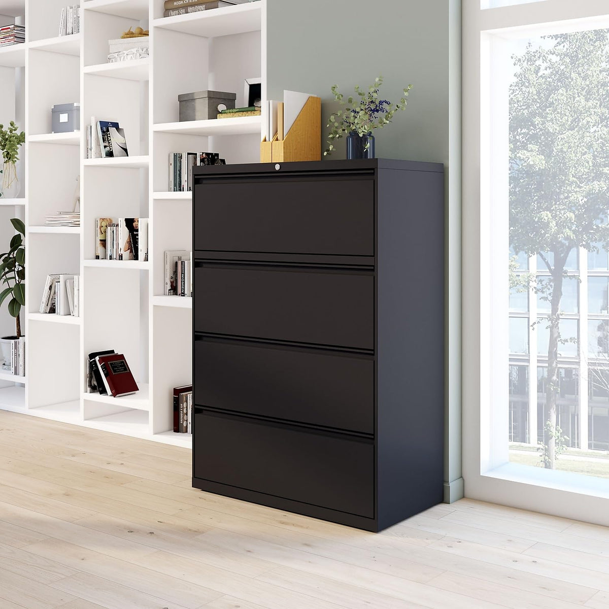 4 Drawer Black Lateral File Cabinet M322