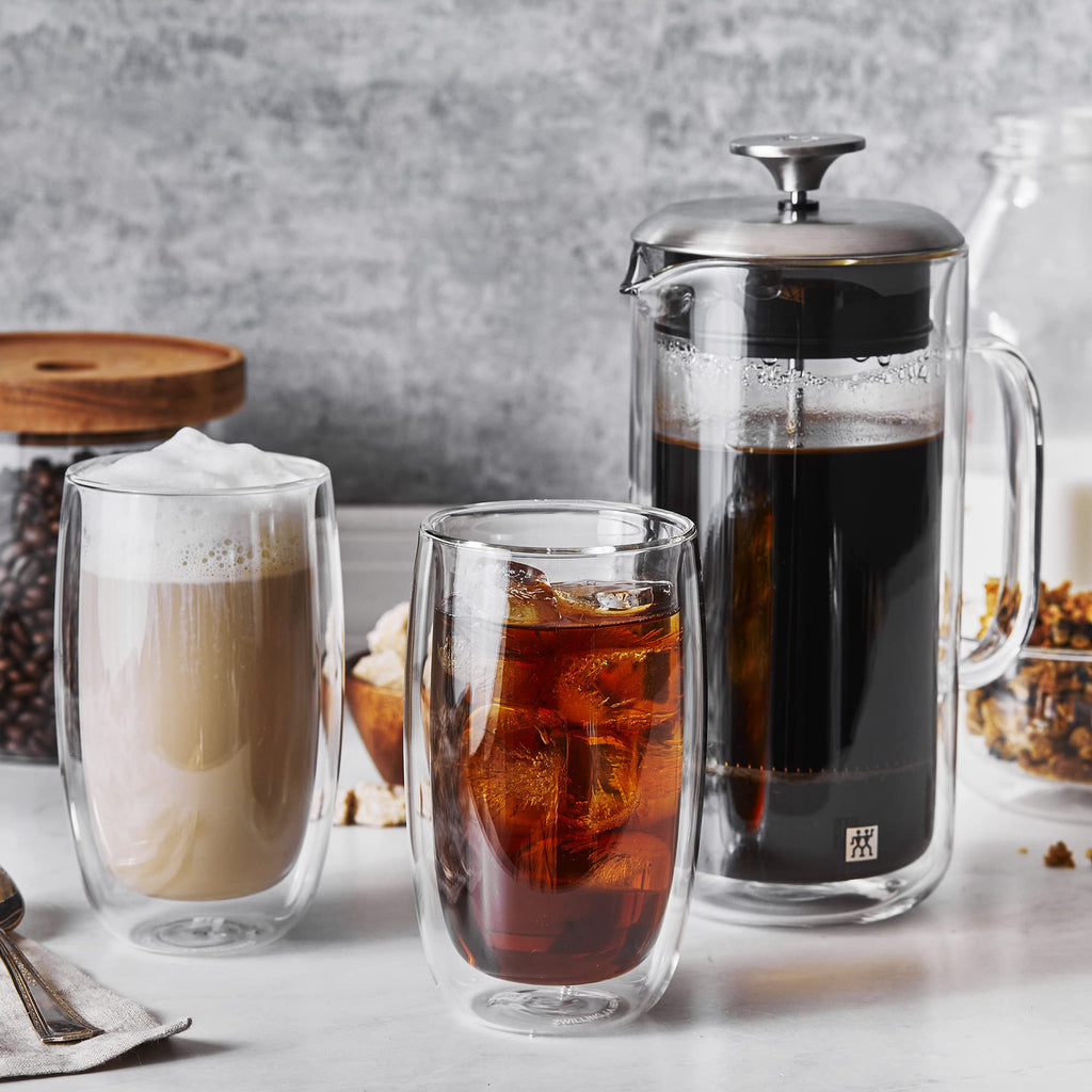 Double Wall French Press and Latte Glass X39775