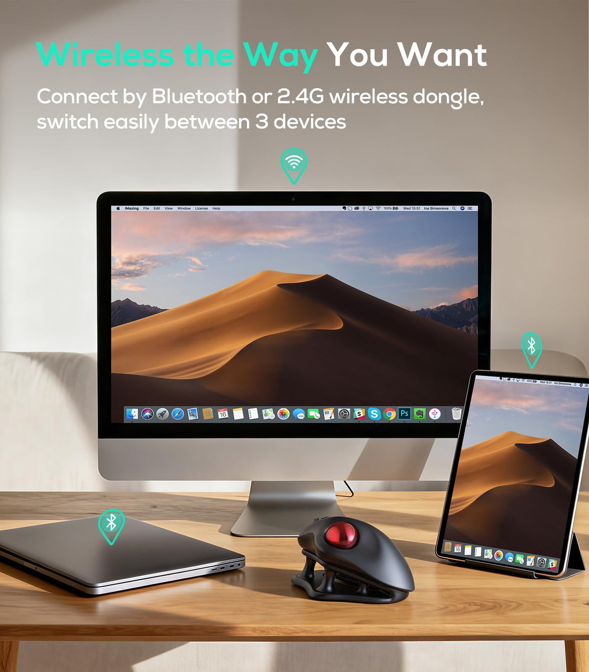 Wireless Ergonomic Trackball Mouse Z23341