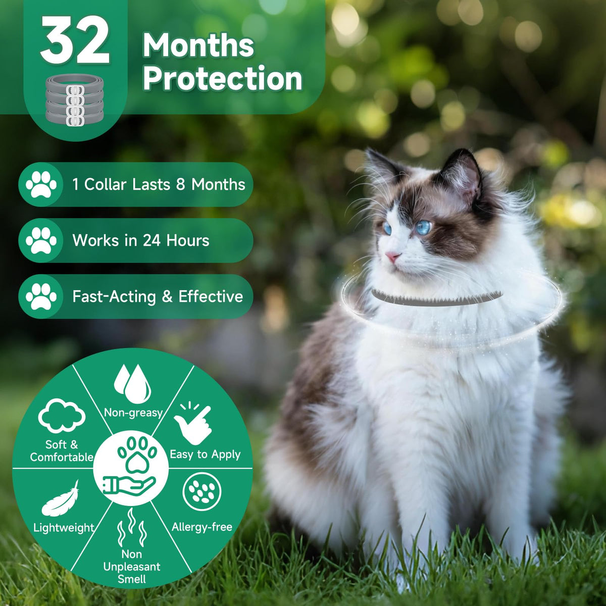 Grey 4-Pack Cat Flea and Tick Collar J3898