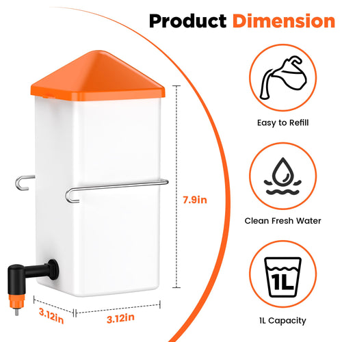 1L Baby Chick Waterer with Nipple Drinker and Anti-Roost Cone Y708