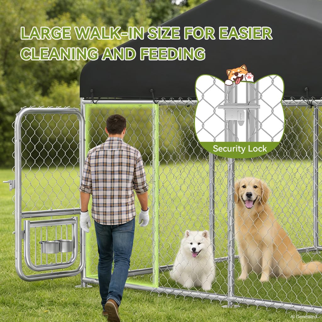 10x10FT Heavy Duty Outdoor Dog Kennel with Roof U2215