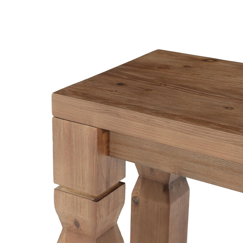 Solid Wood Bench 55-Inch Long Rustic Brown R7497