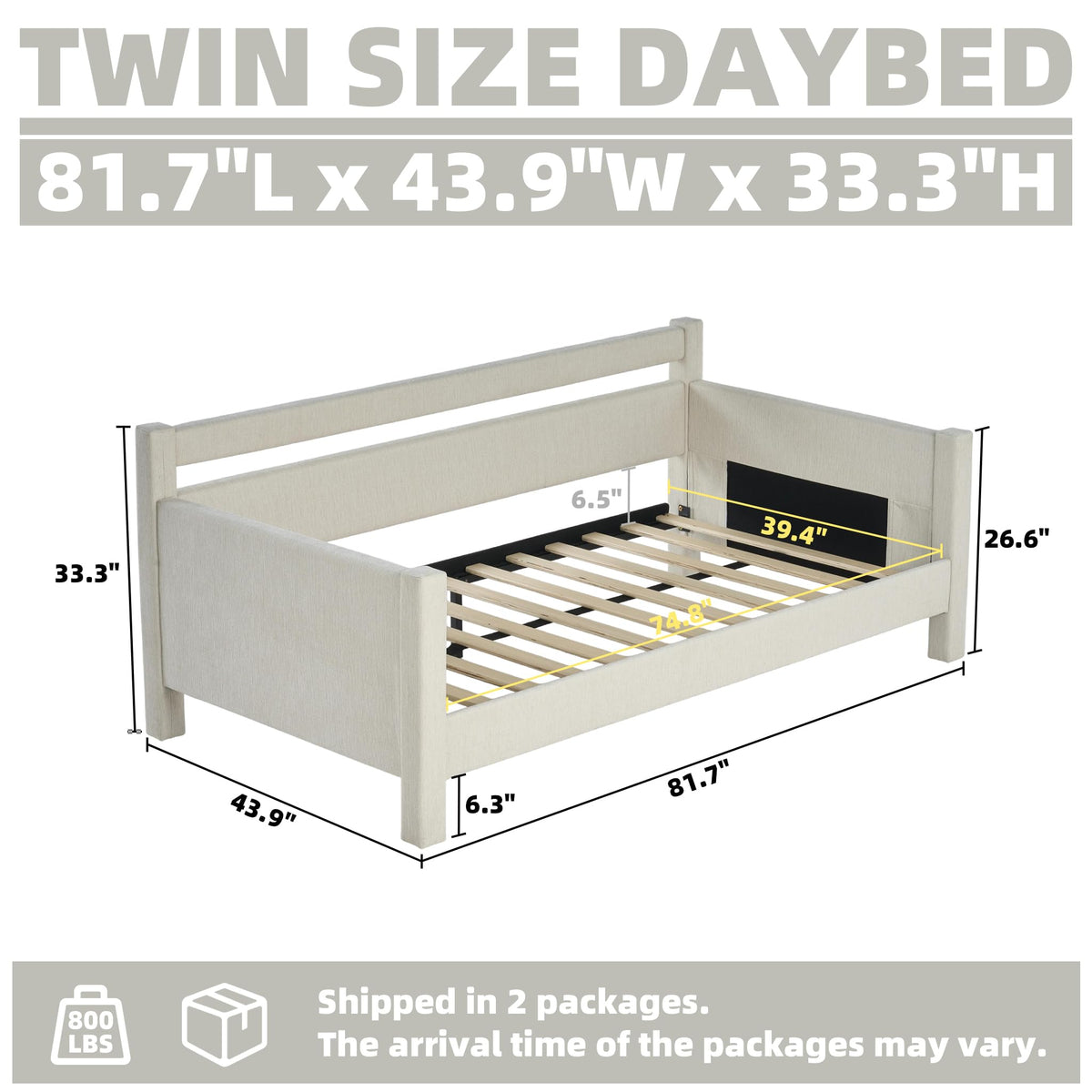 Twin Size Upholstered Platform Daybed with Headboard X978