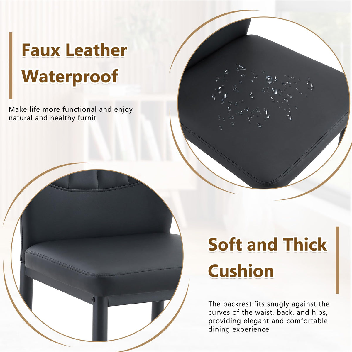 Black PU Leather Dining Chairs Set of 4 Z931444