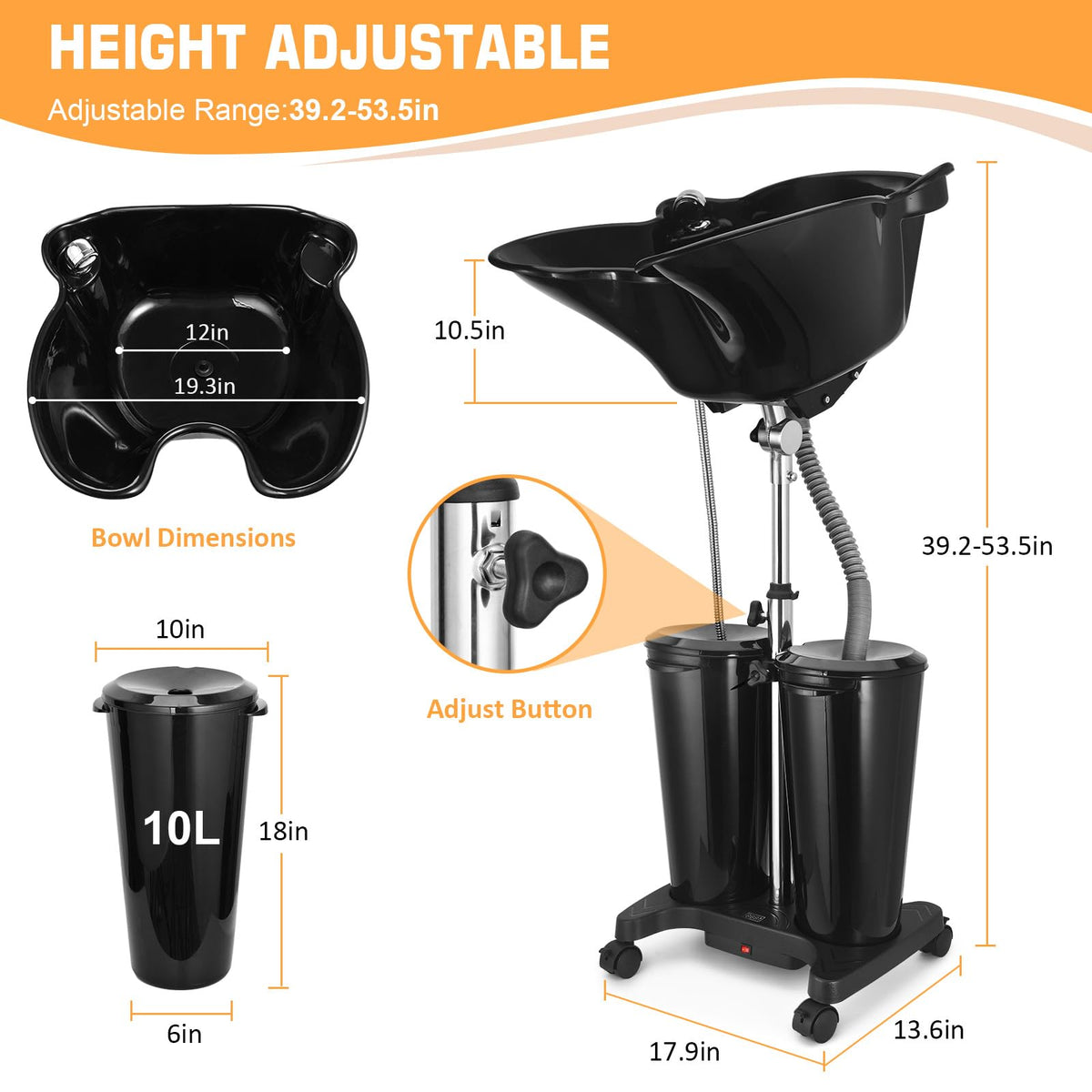 Portable Shampoo Bowl with Electric Pump A801