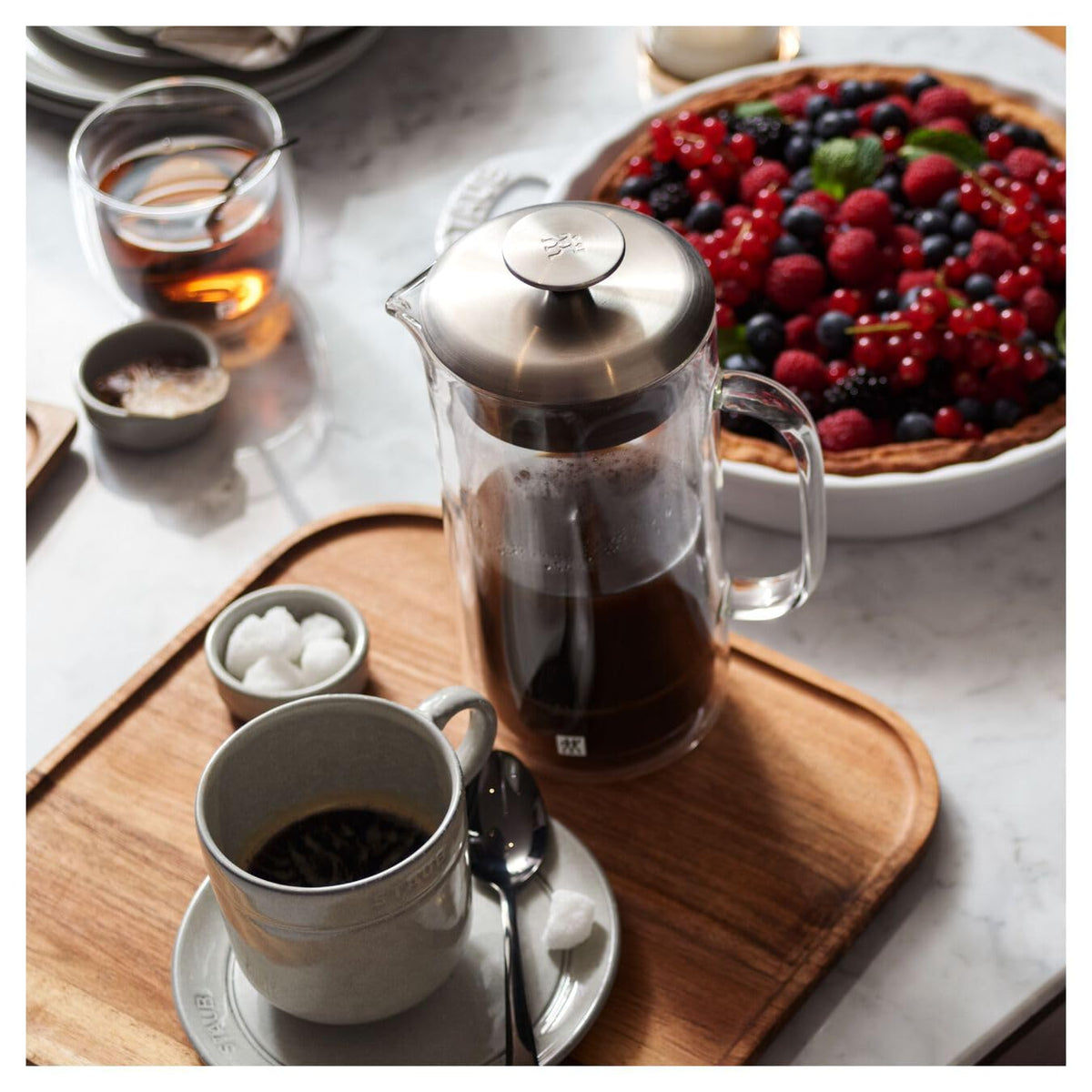 Double Wall French Press and Latte Glass X39775