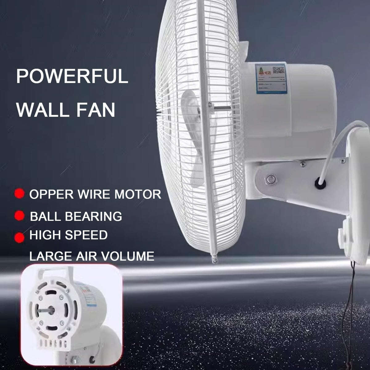 Wall Mount Fan 3 Speeds White 16in Z701333