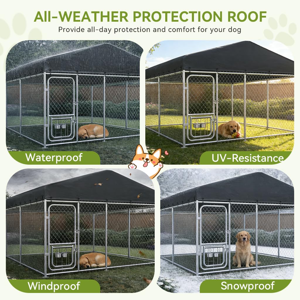 10x10FT Heavy Duty Outdoor Dog Kennel with Roof U2215
