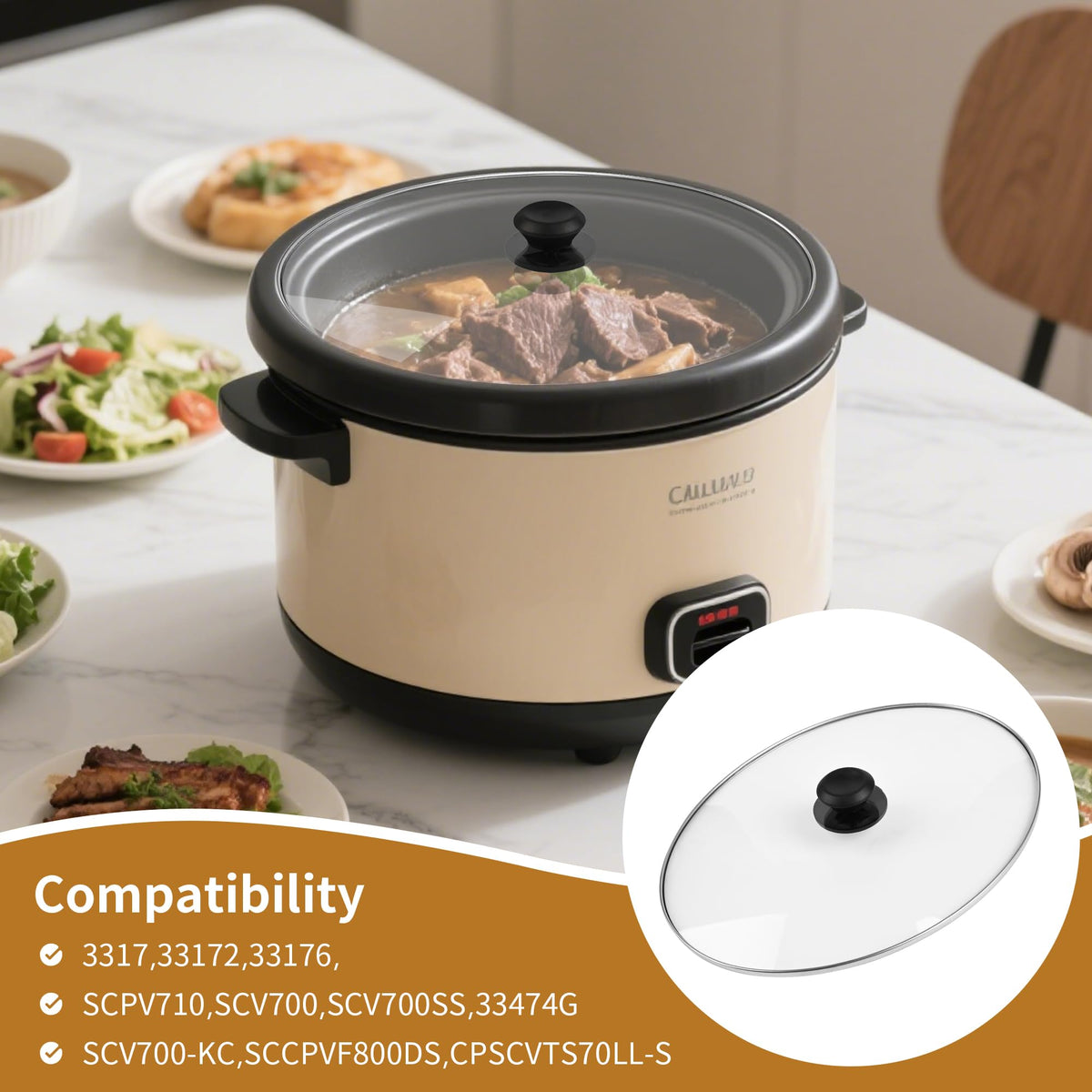 Oval Glass Lid 7 Quart Slow Cooker M927209