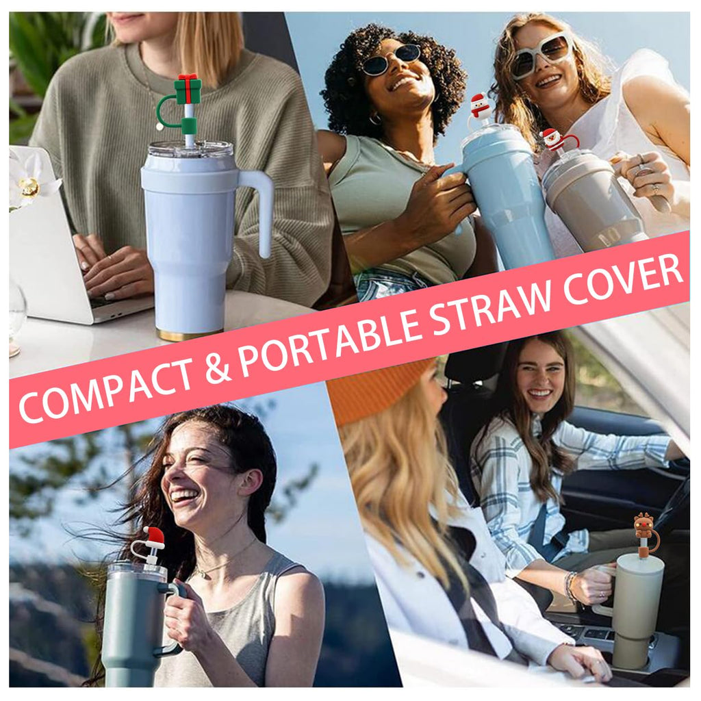 Straw Cover Cap for 30&40 Oz Tumbler, 10mm Reusable Straw Tips Lids F6099