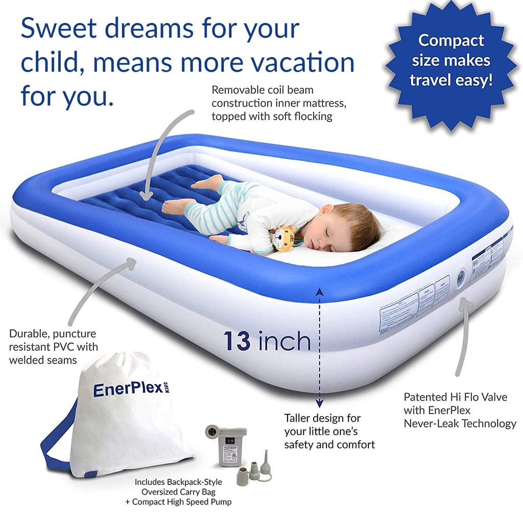 Kids Inflatable Travel Bed with High Speed Pump, Blue M982061