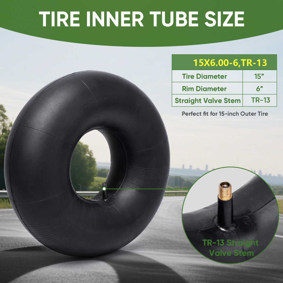 15x6.00-6 Lawn Mower Tires Inner Tube, 2 Pack E7051