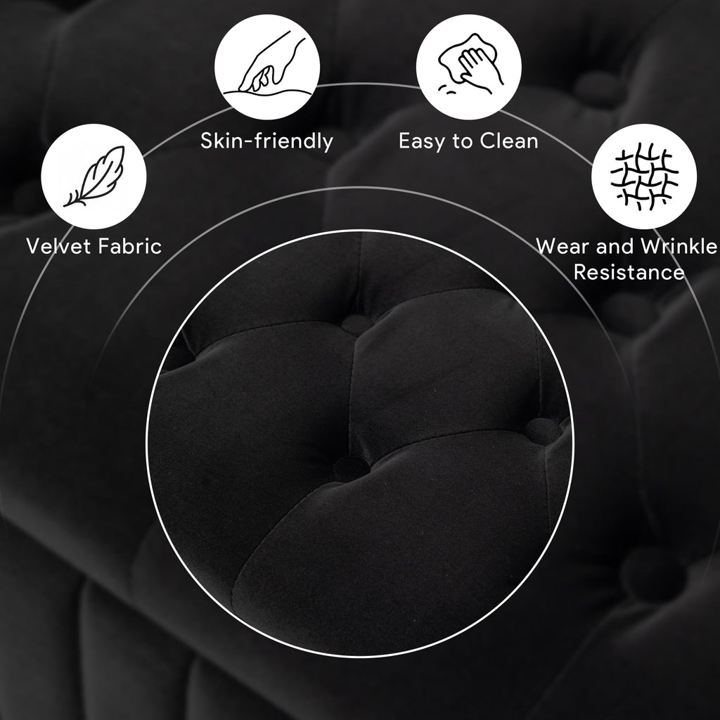 Black Velvet Upholstered Storage Bench L422