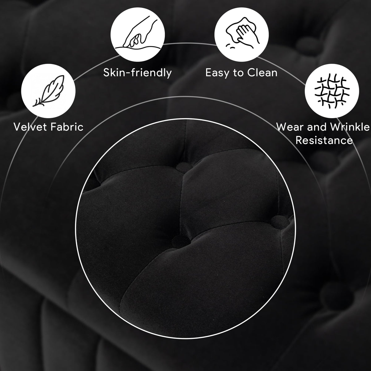 Black Velvet Upholstered Storage Bench L422